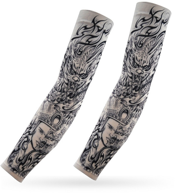 여름용 문신 쿨 타투 팔토시 냉감 조폭문신토시 uv 자외선차단 팔토시 양손세트(다양한 멋진 디자인 쿨한 스타일), 45