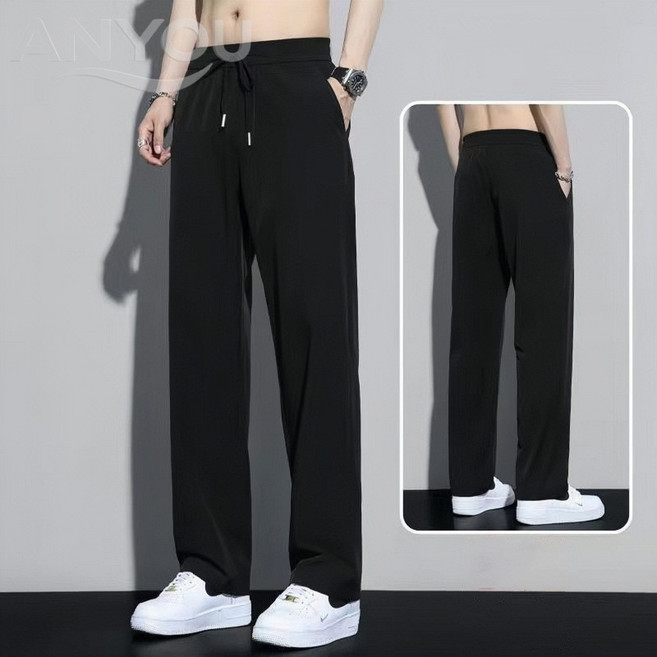 남성 팬츠 심플 밴딩 슬랙스 아이스 스판 바지 트렌디 슬랙스