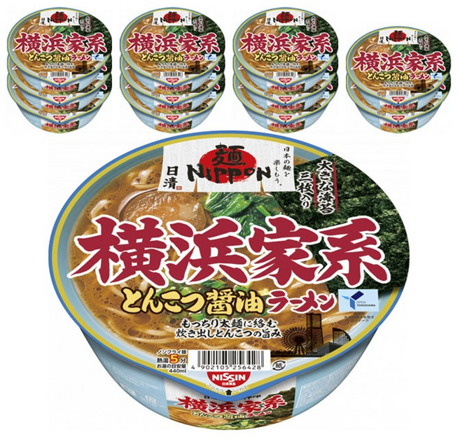 닛신 면 닛폰 요코하마 이에케 돈코츠 쇼유 라멘 119g, 12개