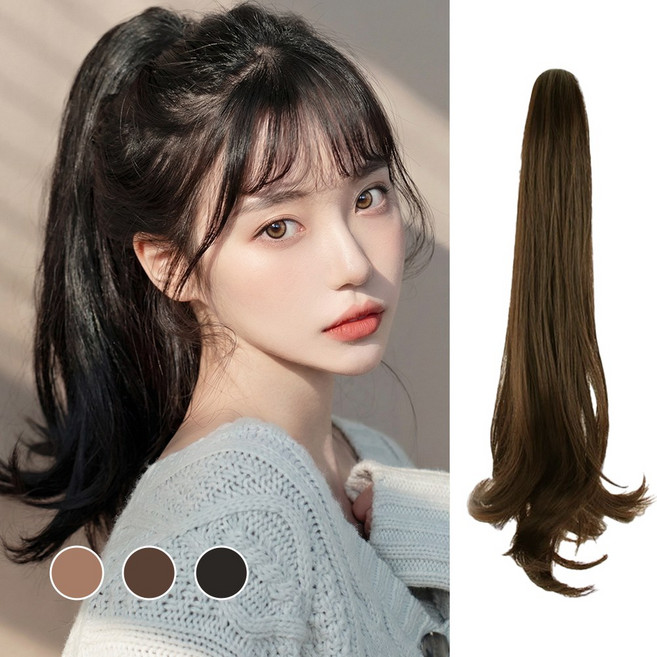 머릿결 집게형 포니테일 가발 (똥머리가능), 1개, 멜란지브라운