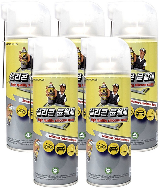 탁월한선택 실리콘스프레이 자동차 실리콘오일 고무윤활제 실리콘윤활제, 5개, 420ml