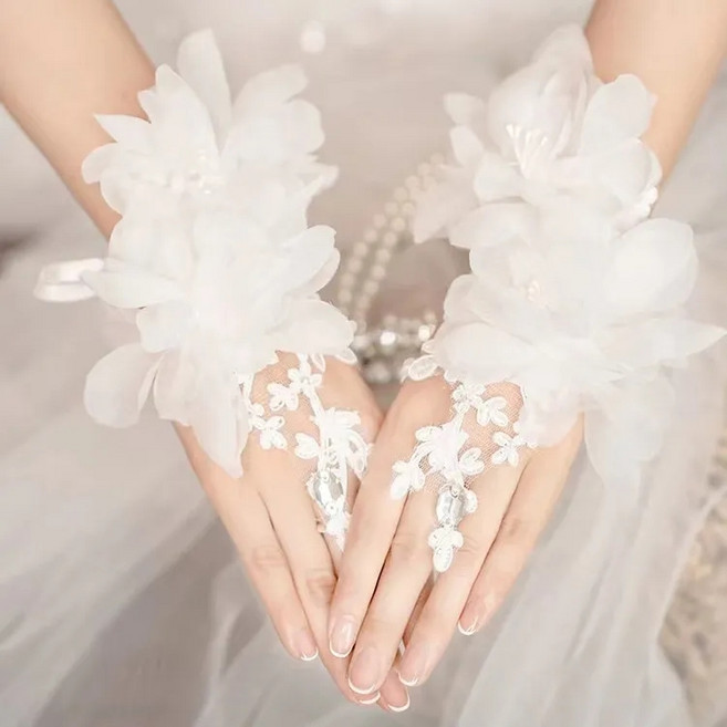 FANSYLI 웨딩장갑 신부 결혼식 예식 혼주 파티 흰색 레이스 롱 장갑 20250216J002