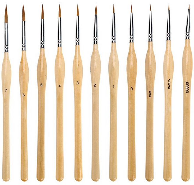 세밀붓 디테일붓 미술붓 11종 세트 아크릴 네일 프라모델, 1세트, 소(00000-7)