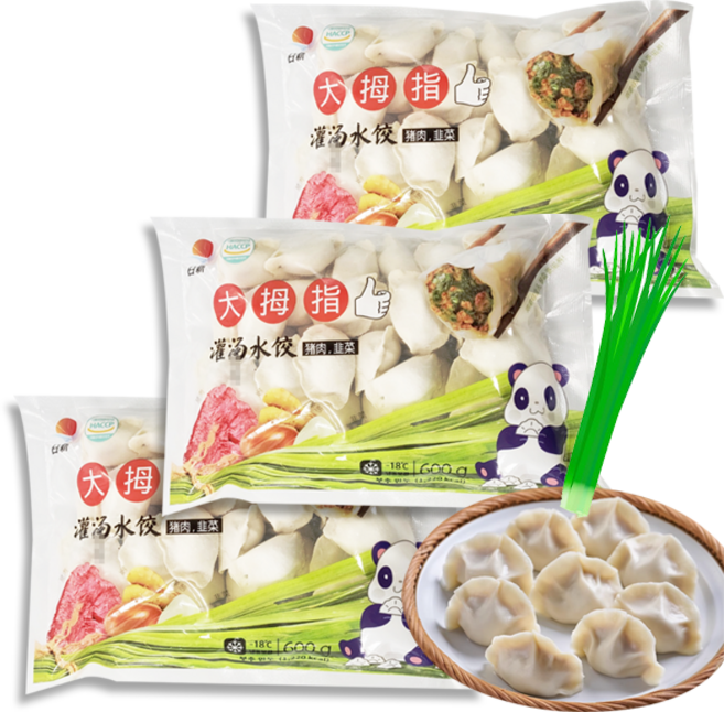 홍홍 중국식품 *특가행사중* 중국 엄지 부추 고기물만두 중국만두 중국 만두, 600g, 3개