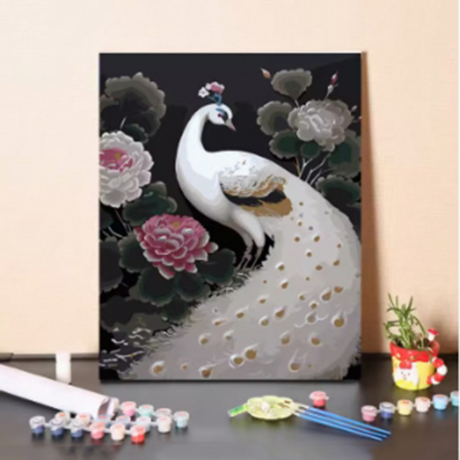 푸아이 명화그리기 부귀 공작 모란꽃 모음10종 캔버스 두꺼운액자 유화그리기 소형-대형사이즈, 50x65cm, NO.7, 1개