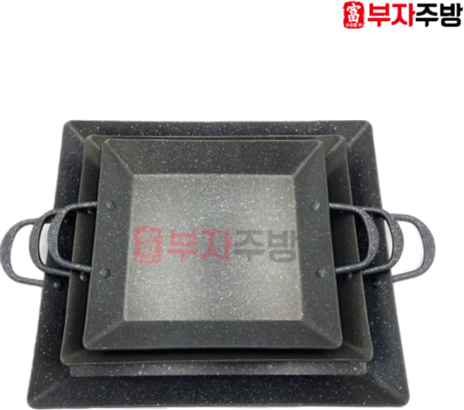 마블 사각 볶음팬 철판 경질 전판 코팅 닭갈비 순대 가정용 업소용 떡볶이 캠핑 볶음밥, 소소, 1개