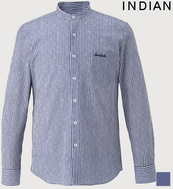 인디안 INDIAN 차이나 스트라이프 프린트 셔츠-MITNLYM2301