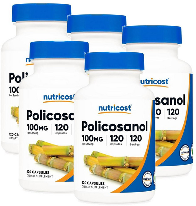 뉴트리코스트 폴리코사놀 100mg 캡슐 Nutricost Policosanol, 120정, 5개