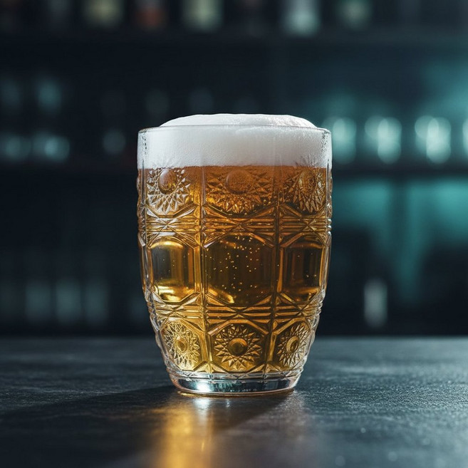 레트로 손잡이 맥주컵 빈티지 호프잔 홈술 유리 하이볼잔, 1개