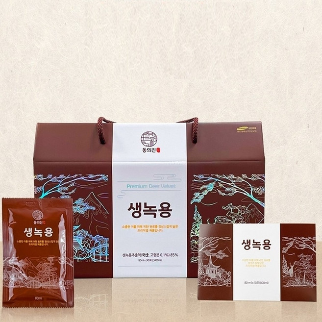 웰빙바이오 프리미엄 건강식품 동의진 국내산 생녹용 액기스 엑기스 진액 80ml 30포