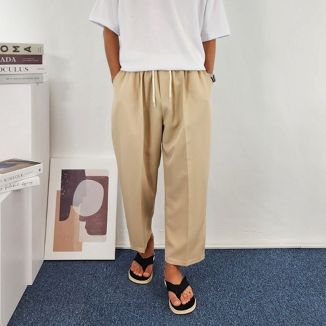 딥스토어 남성용 9부 밴딩 벌룬핏 배기핏 와이드 팬츠