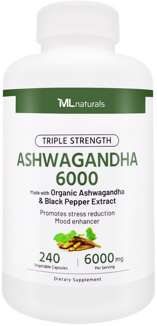 [미국빠른직구] 신제품 마이라이프 내추럴스 아쉬와간다 6000mg, 1개, 240정