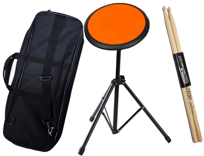 루딕 드럼 연습패드 가방 패키지 셋트-실리콘 패드 8인치+사각형 가방+루딕 전용 스탠드+스틱1조, 오렌지패드