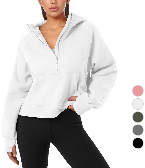 [GIVON] 기본 여성용 5color 기모 크롭 하프 무지 후드집업 / DCF281