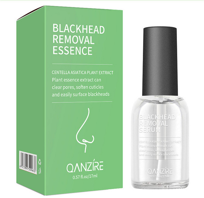QANZIRE 黑頭鼻膜貼 精華液 改善黑頭 溫和不刺激, 1個, 17ml+90張鼻貼紙