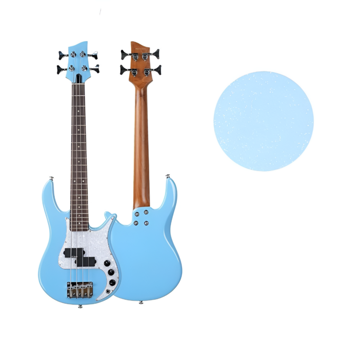 전문가셋업 MINI GROOVE T 미니 베이스 기타 33인치 숏스케일 로스티드 메이플 (풀패키지), 1개, 메탈 스카이, MGT