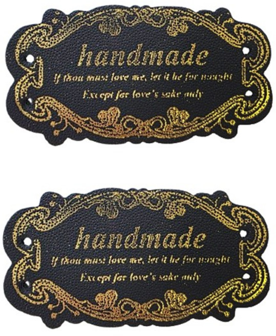 퀼팅맘 핸드메이드 가죽 라벨 아르데코, 2개, 골드블랙