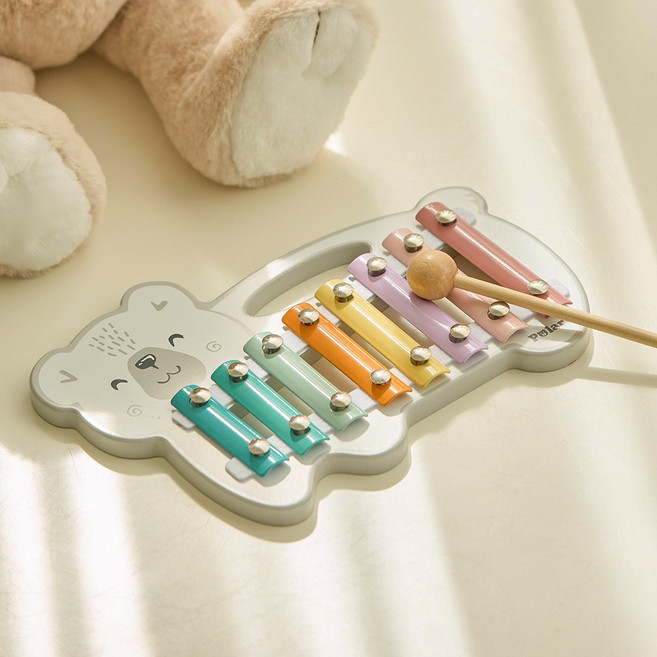 원목 실로폰 장난감 아기 유아 악기 두드리기 소근육 발달 교구 24개월 2세 폴라비, 혼합색상, 1개