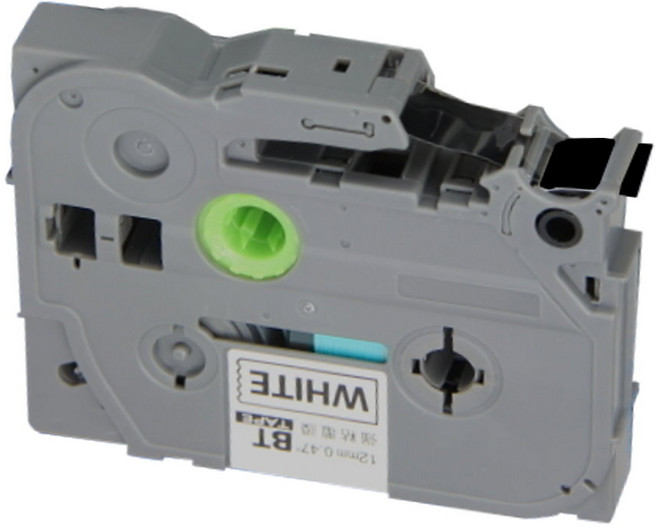 碳粉補給站 強黏膠護貝標籤帶 適用於PT-2430/PT-9700, 白底黑字/9mm