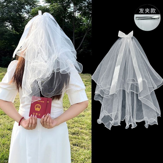 結婚登記髮夾款新娘頭紗 拍照道具