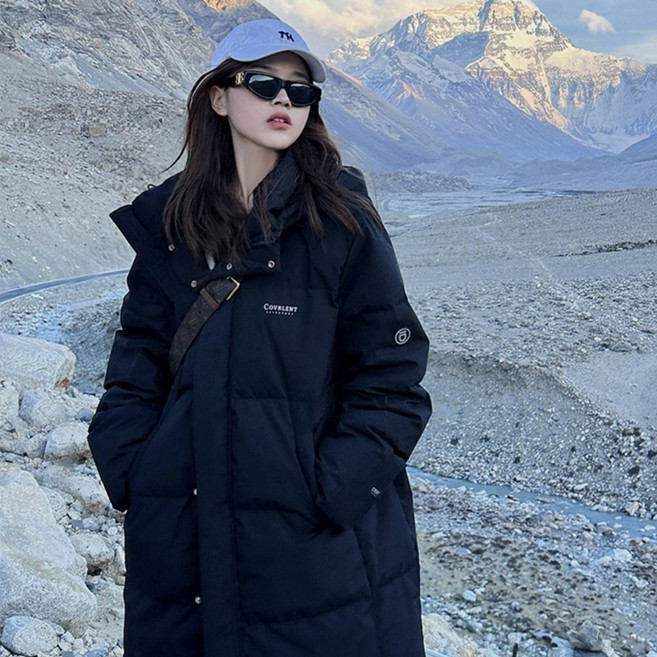 ANYOU 여성 롱패딩 겨울 오버핏 오리털 데일리 패딩 코트 방한 여성패딩