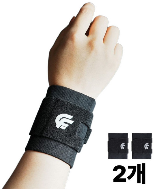 캄핏 손목보호대 스포츠 슬림 손목아대 손목밴드, 블랙, 2개