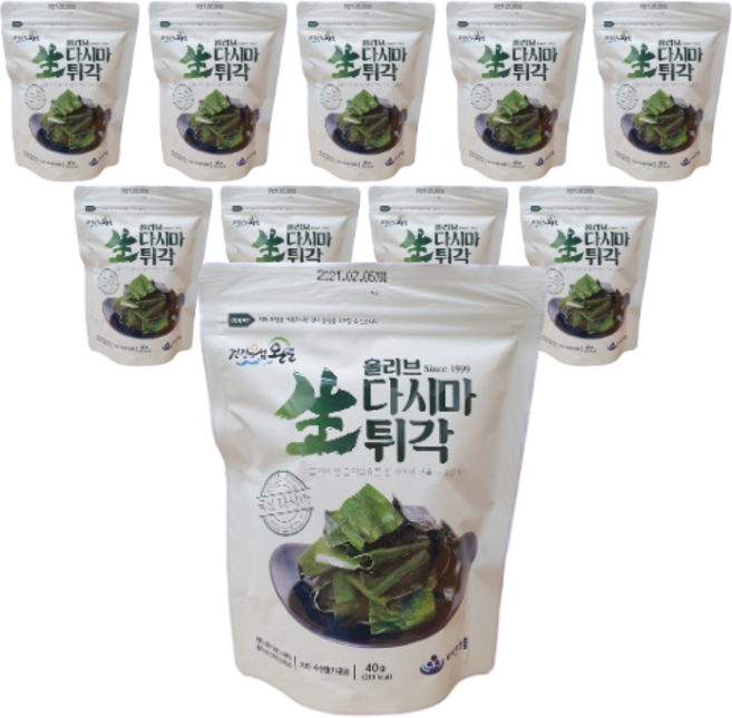 바다샘 올리브 다시마튀각, 10개, 40g