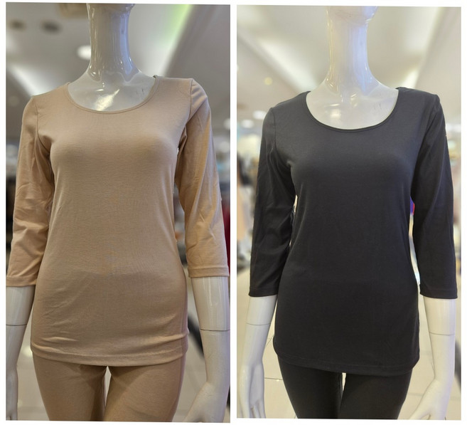 비비안 부드럽고 따듯한 약기모 아크릴 텐셀 여성 7부내의 상의 LG7419