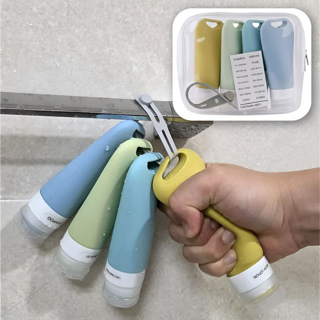 발렌타 새지 않는 고급 실리콘 공병 여행용 소분용기, 1세트, 혼합색상