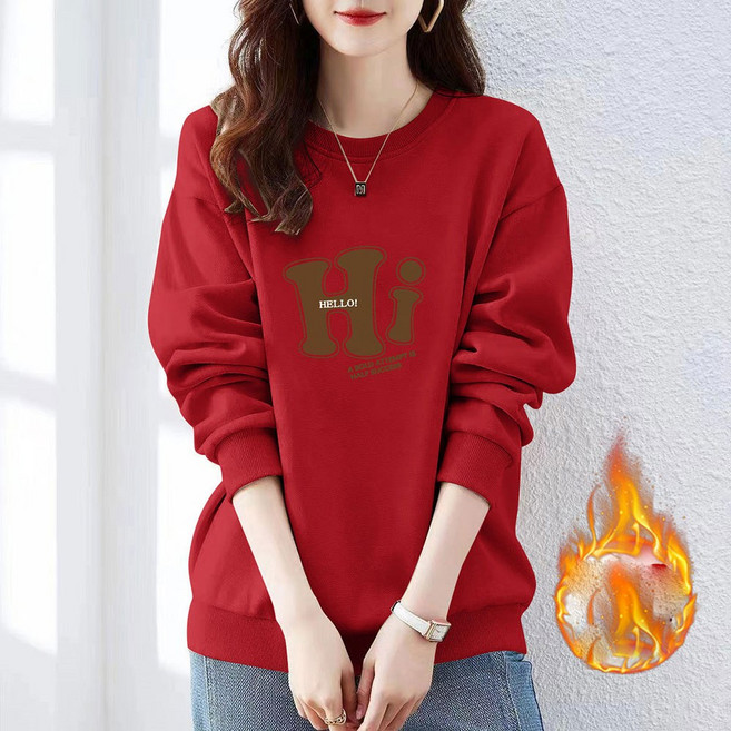 TKX 여성용 겨울 보온성 맨투맨 편안한 스타일 캐주얼 착용감 좋은 중년여성 루즈핏 K67