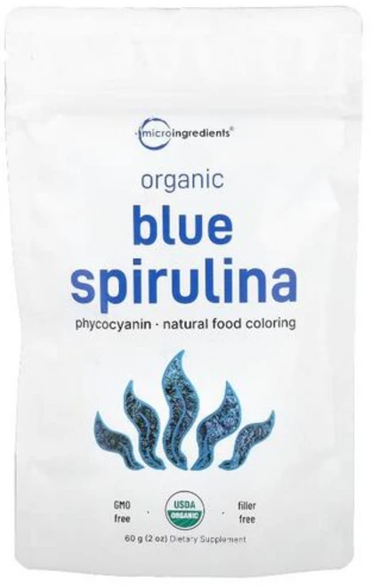 Micro Ingredients 유기농 블루 스피룰리나 60g(2oz), Micro Ingredients, 유기농 블루 스피룰리, 60g, 1개 - 쿠팡