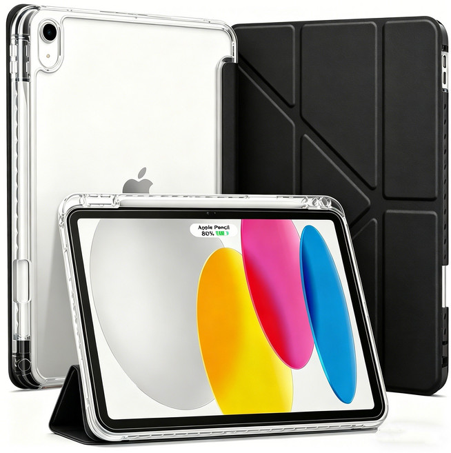 아칸크 클리어 에어 펜슬 수납 태블릿 케이스, 1개, 블랙