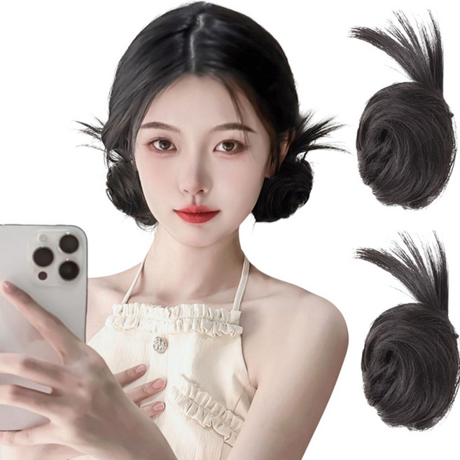 가발위드 곱창 만두 뉴스타일 당고머리 포인트 집게가발 2개 1세트, 1개, 네츄럴블랙