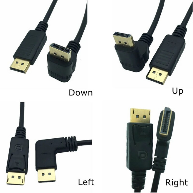 30cm DisplayPort 각도 케이블 Up Down Left Right DP 디스플레이 포트 남성남성 HD 3D HDTV PC 그래픽 카드 프로젝터 용, 4)Right Angle  30CM, 1개