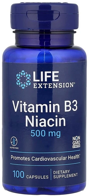 라이프익스텐션 비타민B3 니아신 500mg 캡슐 100정, 1개 - 쿠팡