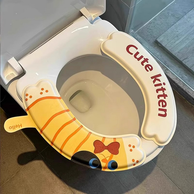 변기시트 붙이는변기시트커버 붙이는변기시트 겨울변기시트 변기커버 붙이는변기커버 변기커버매트 겨울변기커버 엉따변기커버 극세사변기시트 붙이는 변기 시트커버 방수, 1개, 노란색