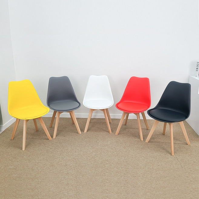 [카미코코] 41~45) 사출의자 플라스틱의자 원목의자 컬러의자 인테리어 쿠션 식탁의자 카페, 41) 검정, 1개