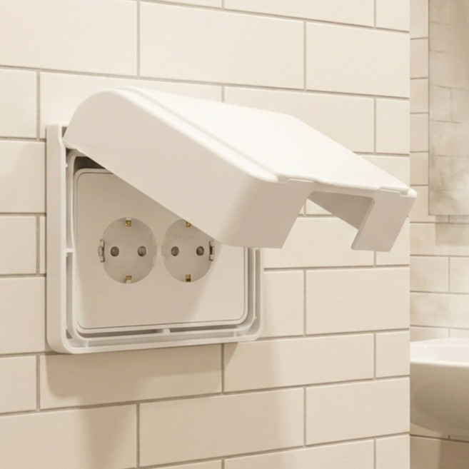 집템 무타공 가로형 콘센트 방수 안전커버 가리개, 1개