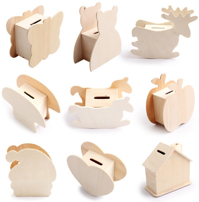 아이디몬 나무저금통 모양 동전 우드 만들기 꾸미기 그리기 저금통, 나무저금통-하트