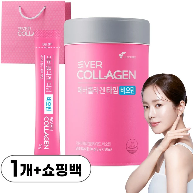 에버콜라겐 타임비오틴 + 선물용 미니쇼핑백, 90g, 1박스 - 쿠팡