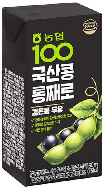 농협 국산콩100 두유 검은콩 190mlx64입, 190ml, 64개