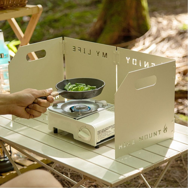 윈드가드 다용도 접이식 버너 바람막이, 블랙, 1세트