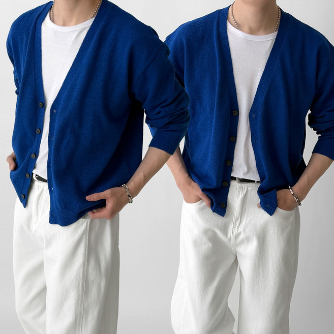 빠델 어깨넓어보이는 탄탄한 루즈핏 남성 사계절 울 니트 가디건