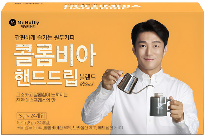맥널티커피 콜롬비아 핸드드립 블렌드 드립백커피, 8g, 24개입, 1개