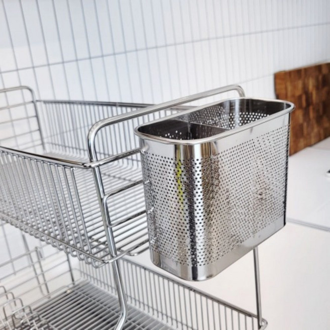 안심스텐 걸이형 물빠짐 수저통 수저꽂이 보관함, 1개