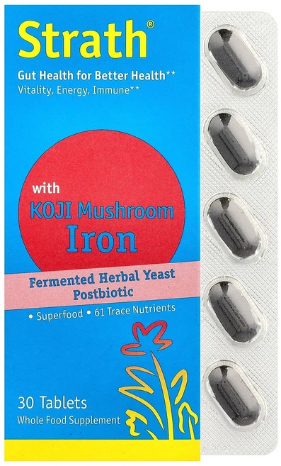 바이오스트라스 Bio-Strath 발효 허브 효모 포스트바이오틱 고지버섯 철분 함유 30정138385원산지:기타, 1 - 쿠팡