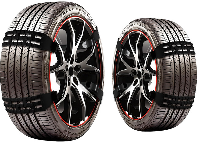 엑스핏 간편장착 울트라 우레탄 벨트 스노우체인 세트, 1세트