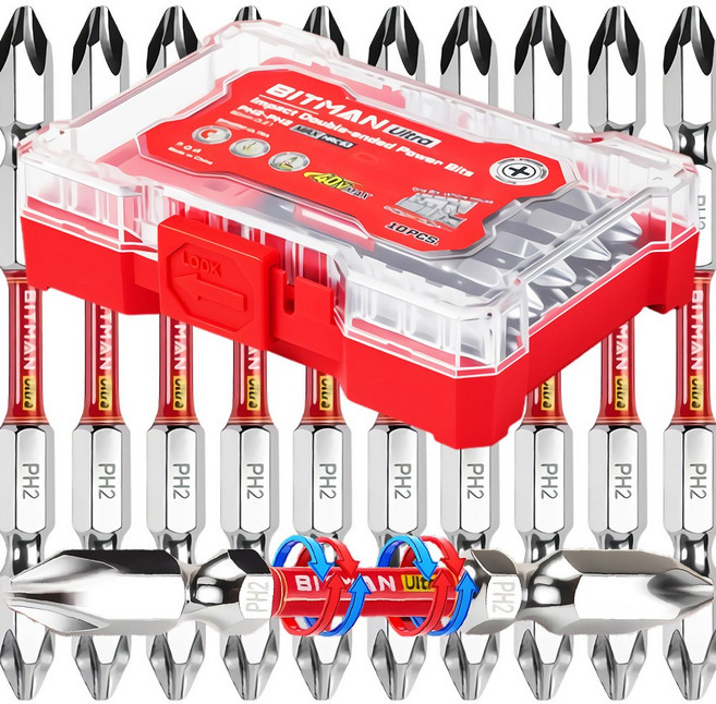 비트맨 울트라 82mm 전동 드릴 드라이버 비트 자석 토션비트 십자 육각 임팩 드릴비트 10pcs 세트 BPH2082-ULTRA