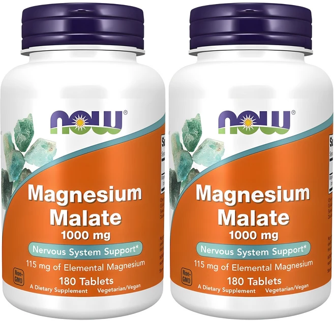 나우푸드 마그네슘 말레이트 1000mg 타블렛, 180정, 2개 - 쿠팡