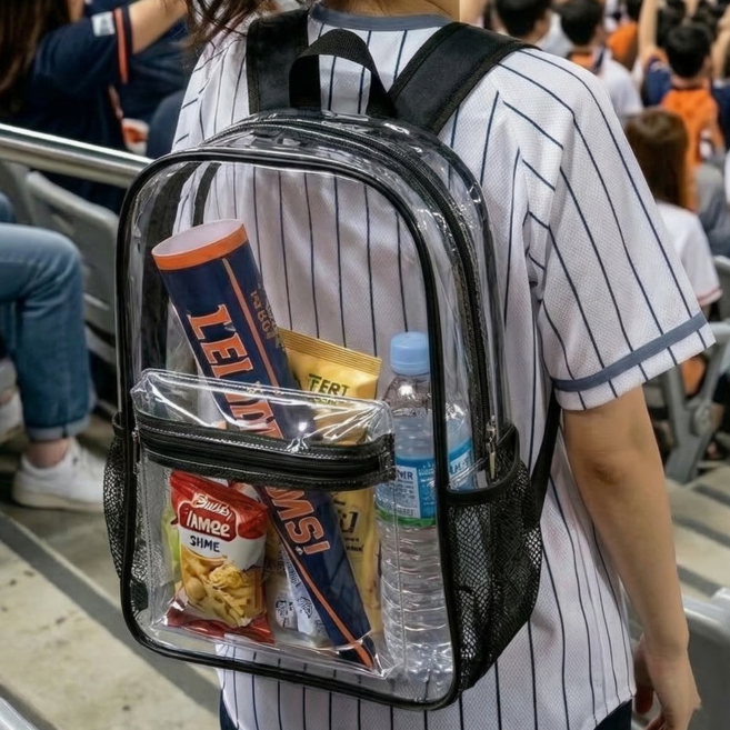 야구 직관 가방 투명 백팩 pvc 방수 야구가방, 1개, 블랙